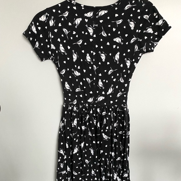 ASOS Skater Dress Wrap Front In Heart Bird Print - Picture 5 of 6
